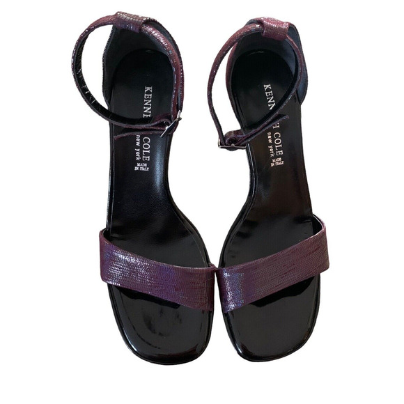 Vintage 80's Kenneth Cole Platform Ankle Strap Iridescent Leather NEW Italy 6 - Picture 8 of 11